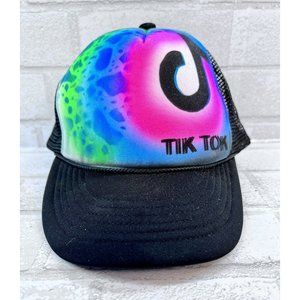 Black Adjustable Nylon Mesh Tik Tok Hat Baseball Cap
